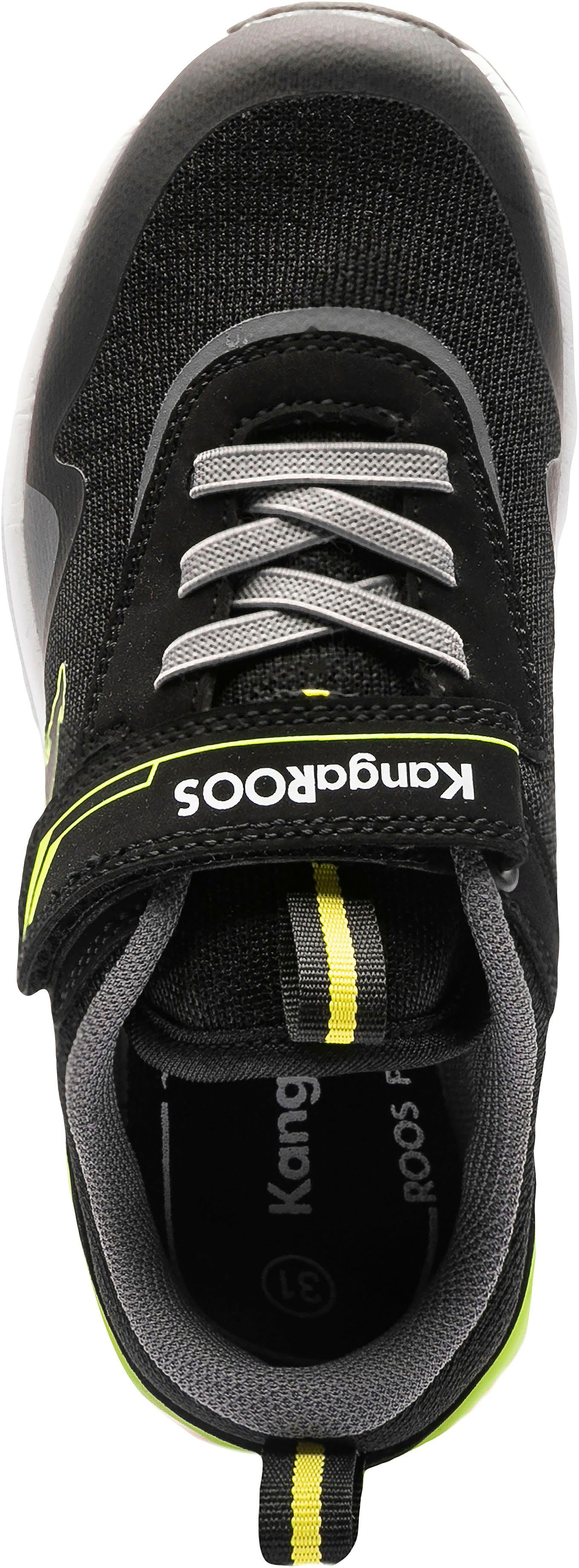 KangaROOS KD-Gym EV Sneaker mit schwarz-gelb Klettverschluss
