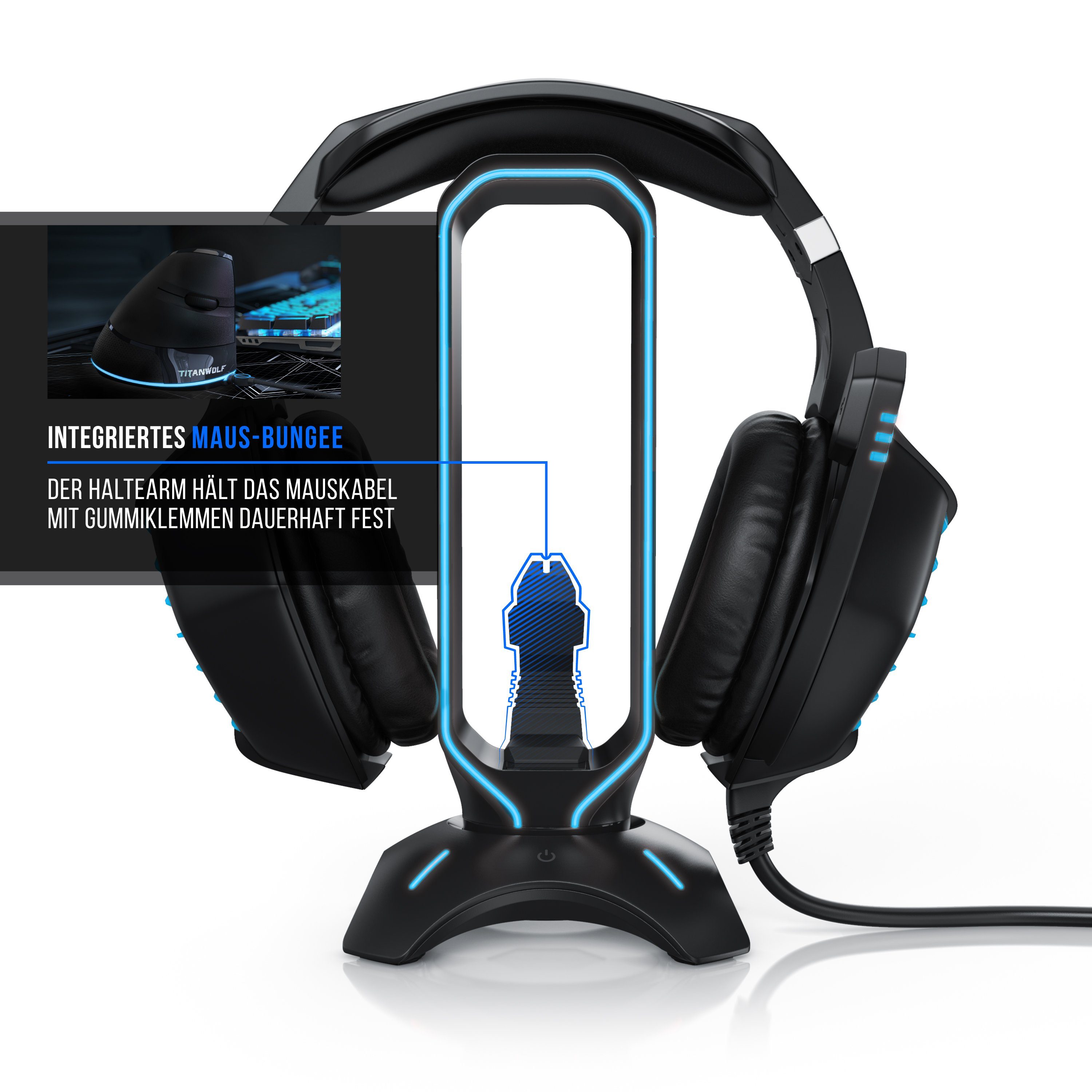 Titanwolf Kopfhörerständer Mit RGB-LED & USB- Produktbild-Vorschau 8
