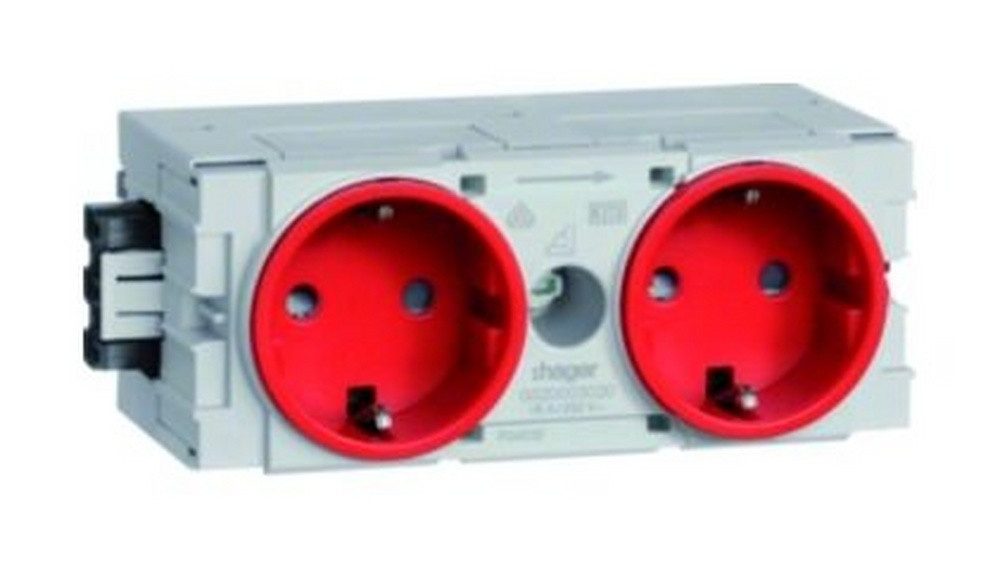 Hager Unterputz-Steckdose, 2fach rot matt Geräteeinbaukanal horizontal/vertikal IP20