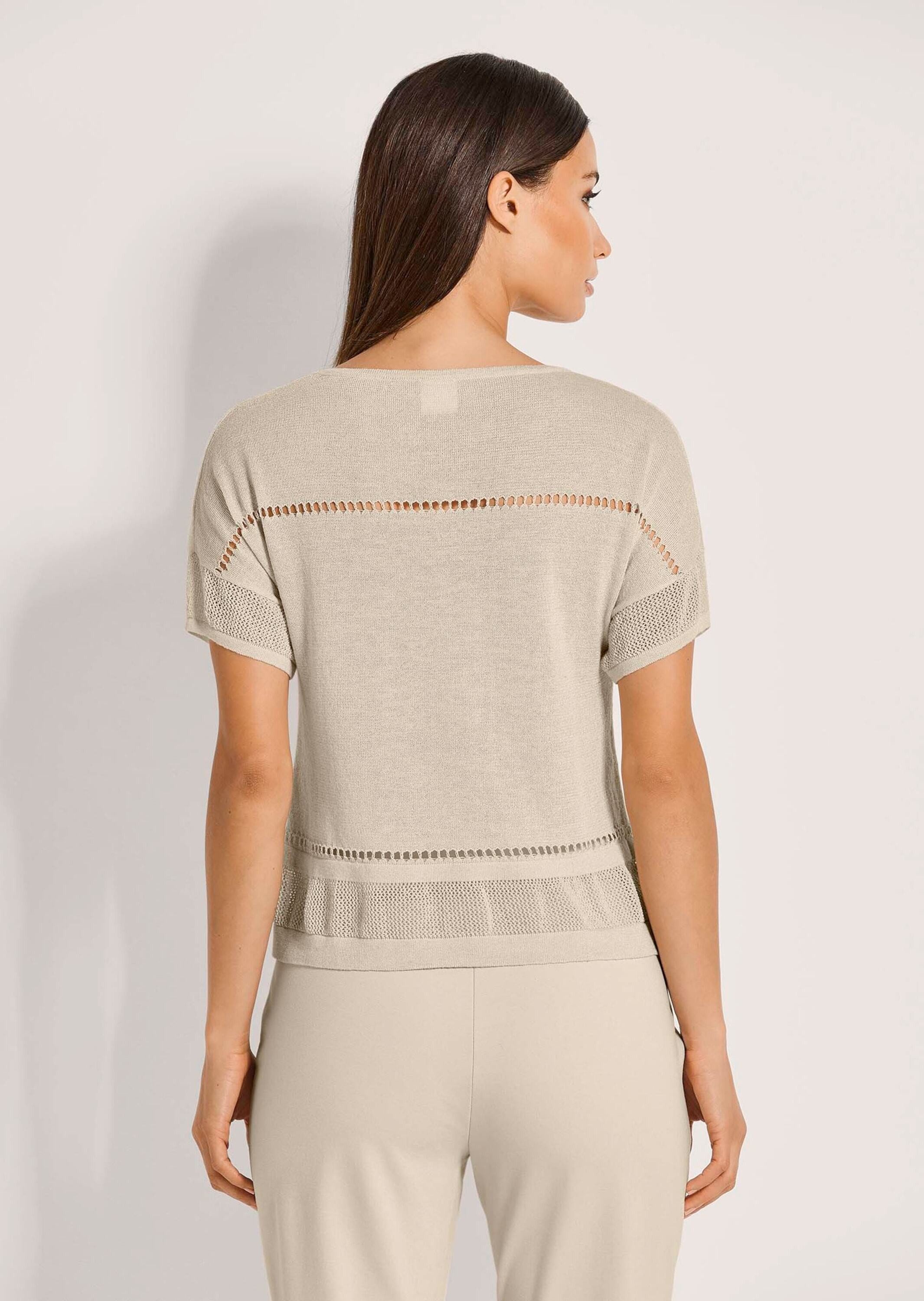 MADELEINE Strickpullover Kurzarm-Pullover mit Glanz-Effekt