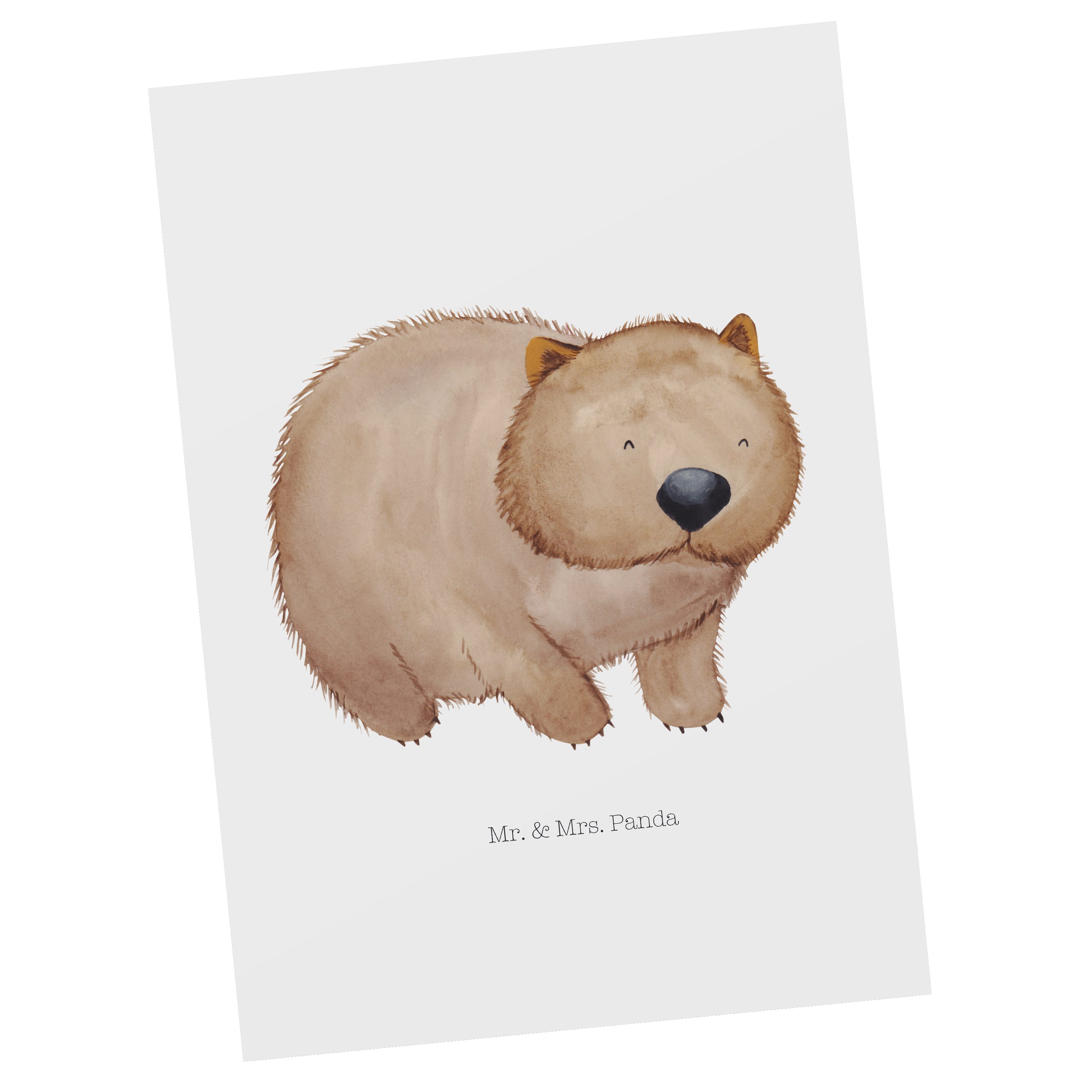 Mr. & Mrs. Panda Postkarte Wombat - Weiß - Geschenk, Einladungskarte, lustige Sprüche, Das Leben
