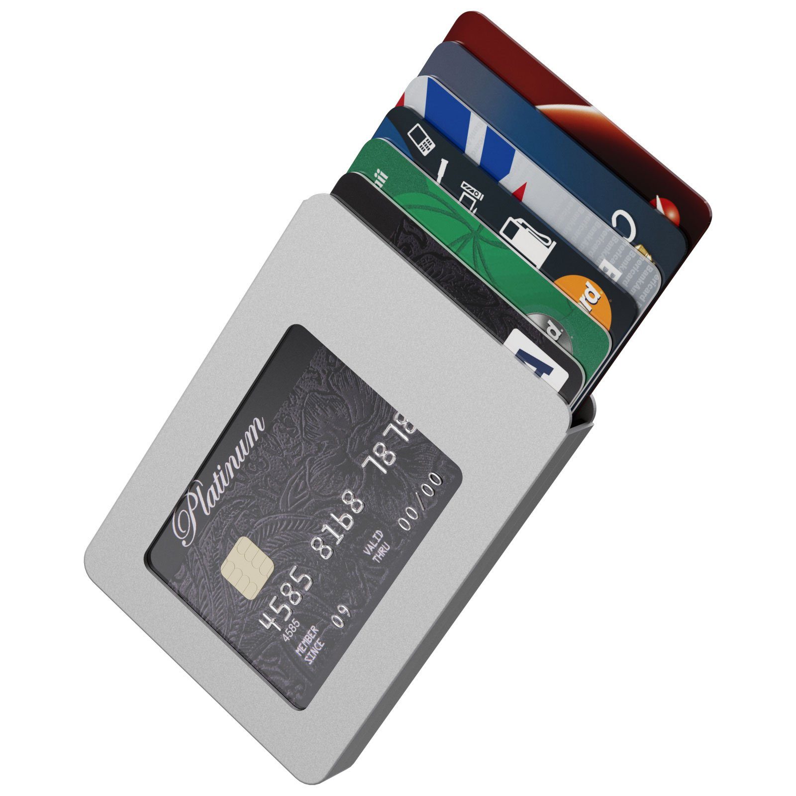 Aluminium Silber Geldklammer - Geldbörse Kartenhülle Kartenhalter mit aus Wellgro