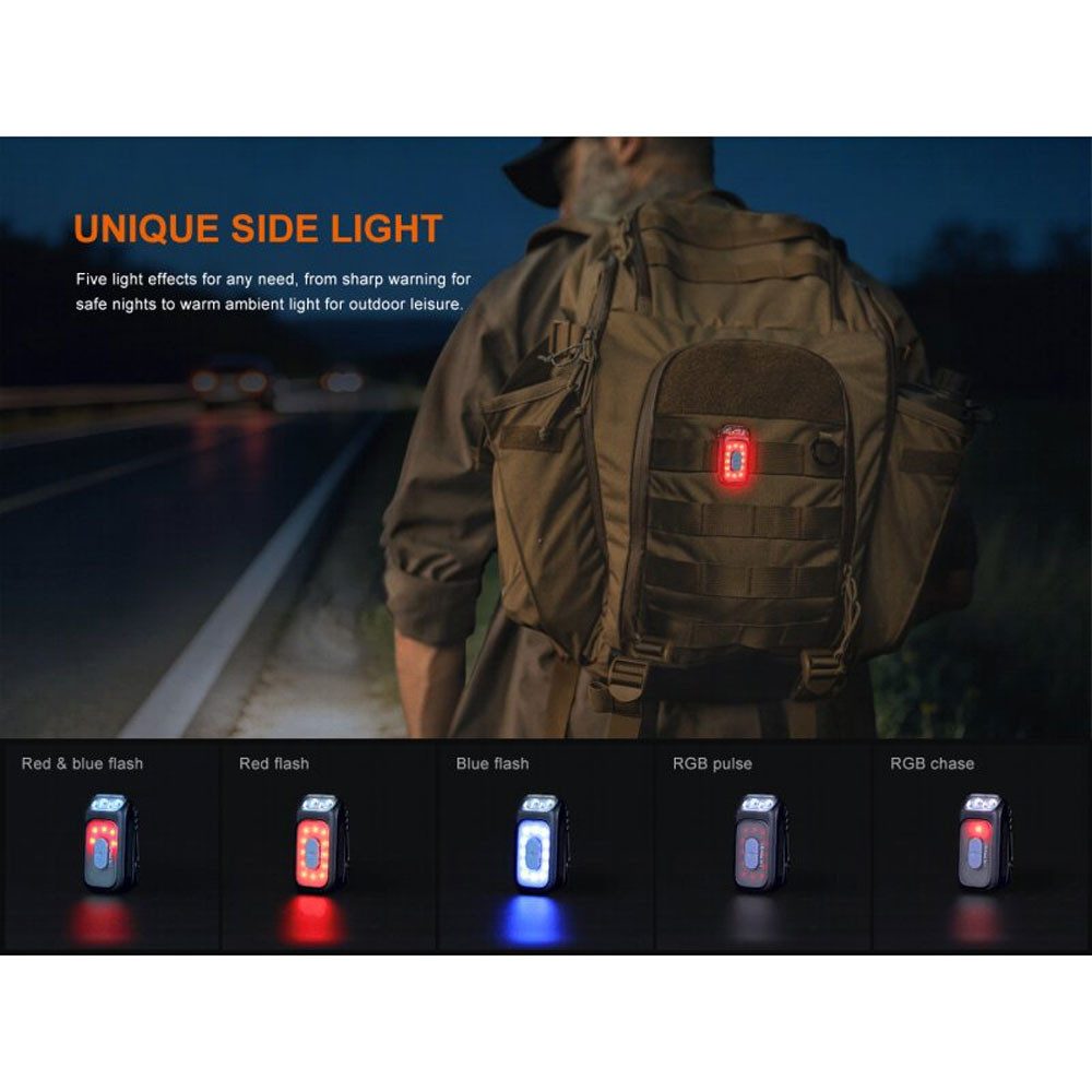 Fenix LED Taschenlampe E04R LED Cliplampe 300 Lumen - Schwarze Taschenlampe RGB Rotlicht, RGB, Rotlicht, Blaues Licht