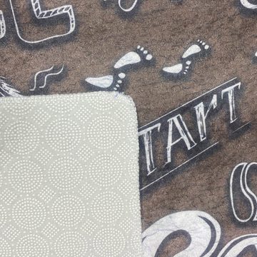 Teppich Küchenläufer Teppich beige waschbar mit „Coffee“ Schriftzug in weiß, Teppich-Traum, rechteckig, Höhe: 5 mm