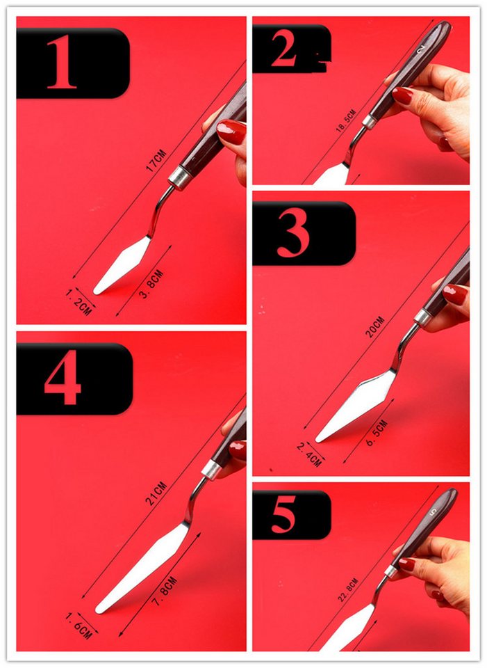 Thumbnail - XDeer Flexspachtel 9 Stück Öl-Malen Spachteln Malmesser Set,Palette Messer (9-St) Messer, Strukturpaste Spachtel, Zahnsp...