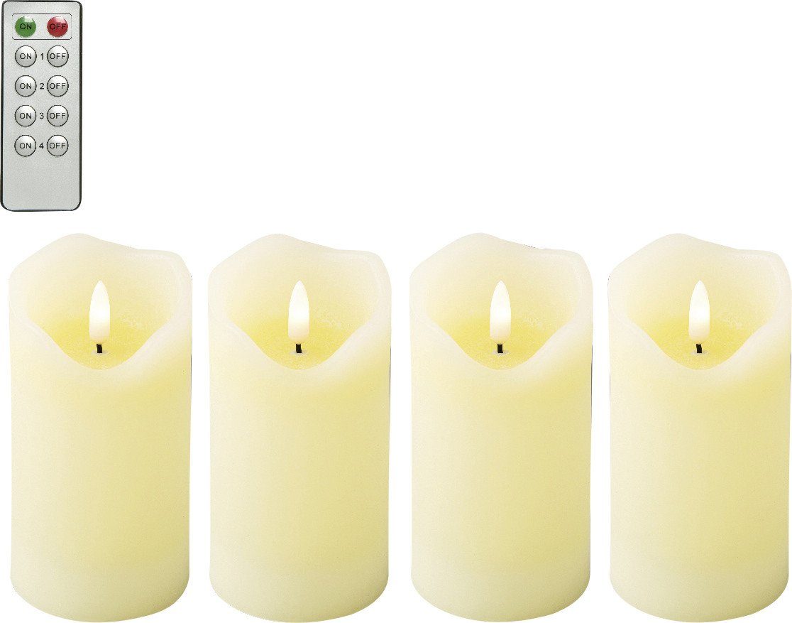 LED-Kerze Kaemingk LED Kerze Wachs 4 Stück Indoor 13 cm