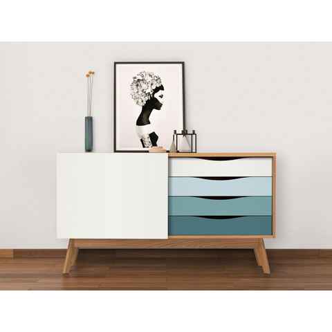 Woodman Sideboard Hilla, Breite 130 cm, im angesagten skandinavischen Look, Fußrahmen aus Eiche