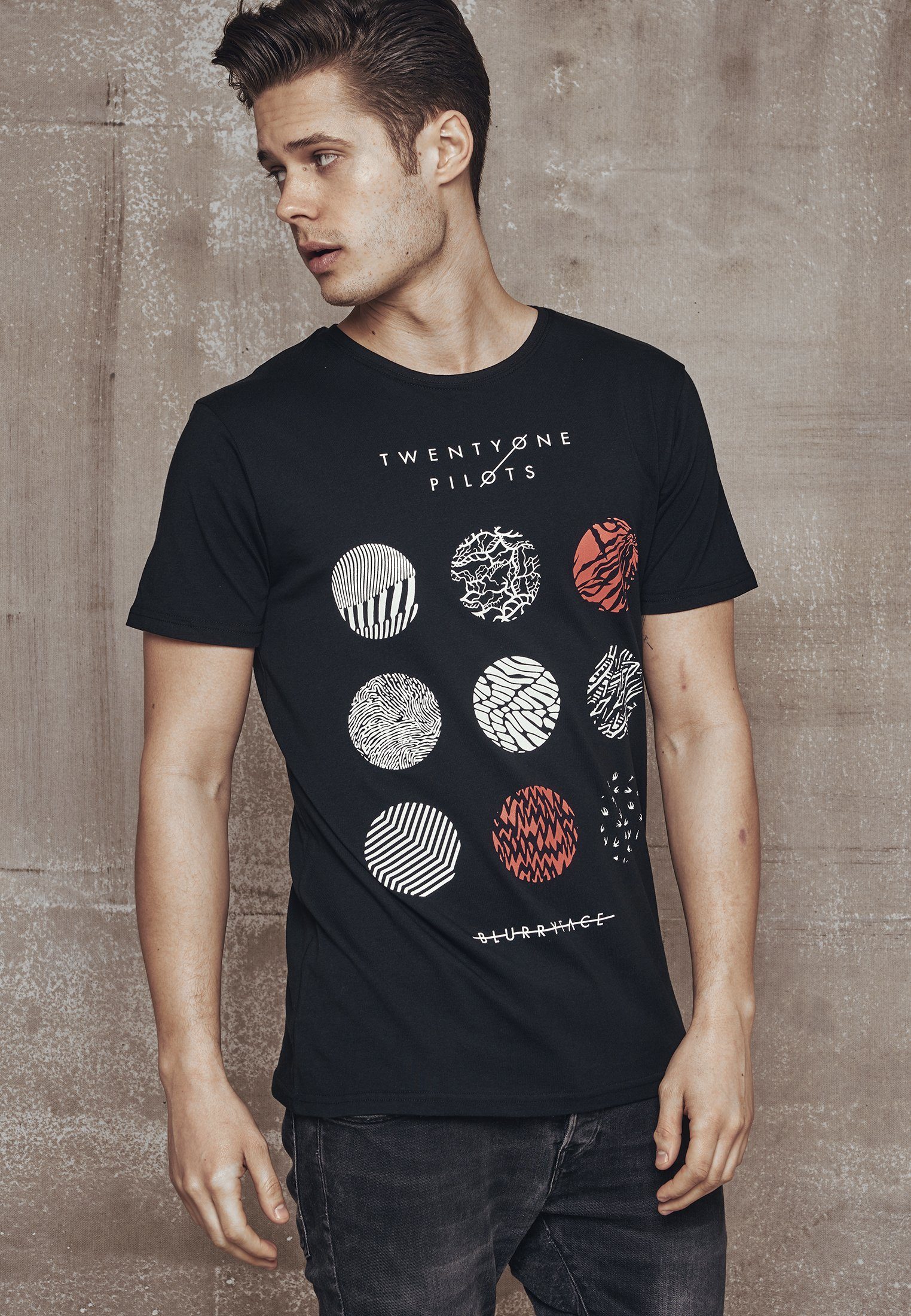 Circles (1-tlg) Kurzarmshirt Twenty Pilots Twenty MT426 Merchcode Pilots Circles black Tee Pattern One Herren One