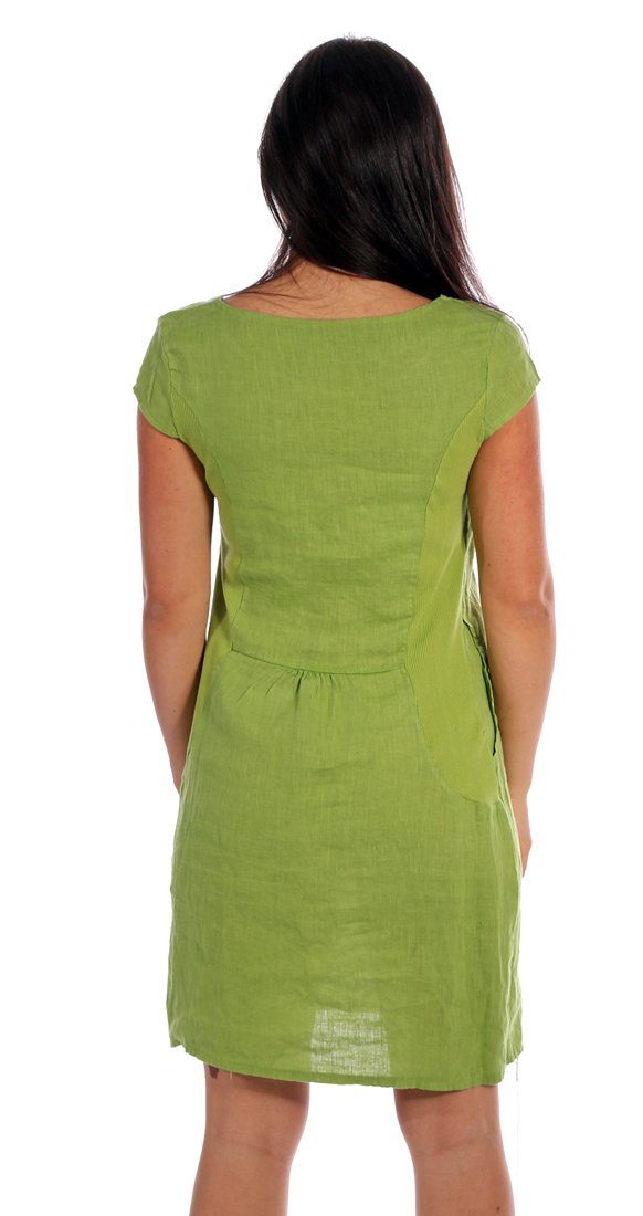 Charis Moda in Leinenkleid frischen Sommerkleid Farben "Bella Luna" Apfelgrün