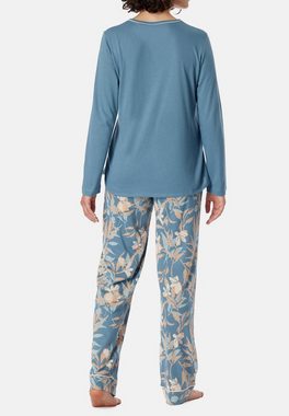 Schiesser Pyjama Comfort Nightwear (Set, 2 tlg) Schlafanzug - Atmungsaktiv - Set aus Langarm-Shirt und langer Hose