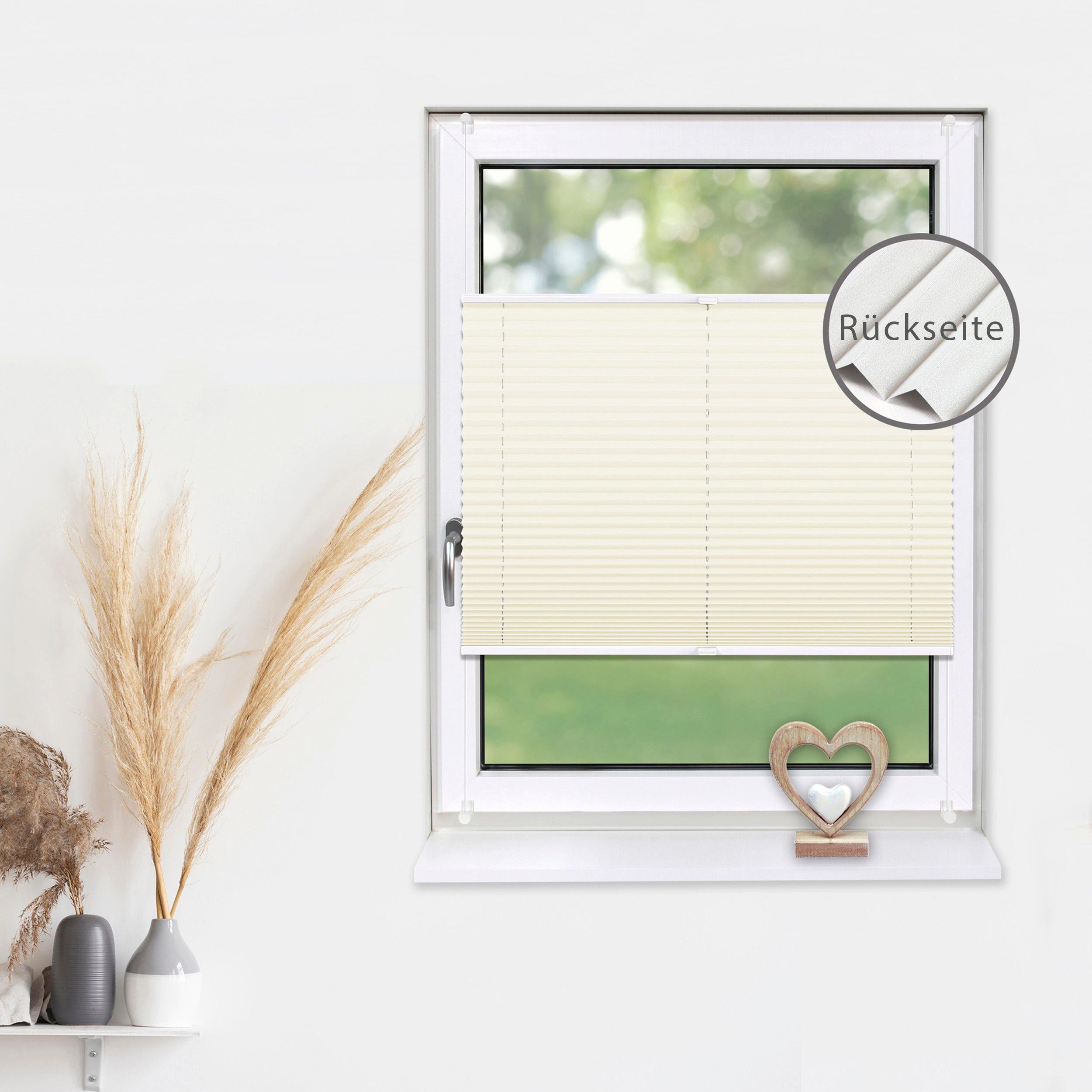 Deco-Raum Plissee Thermo Basic, abdunkelnd, Klemmträger, auf dem Fenster-/Türrahmen, Klemmfix, einfache Montage, in verschiedenen Farben und Größen ohne Bohren