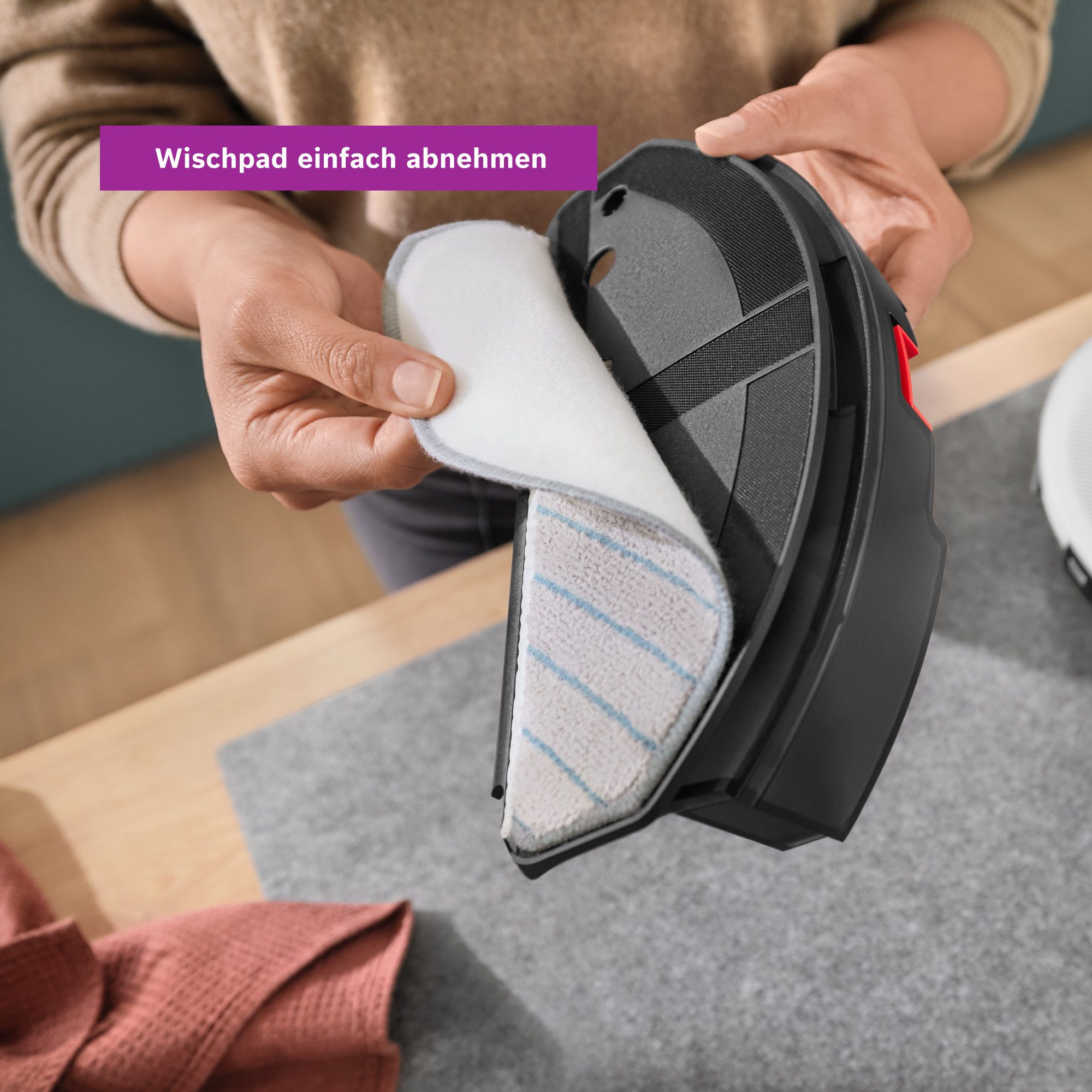 BOSCH BHZRMP12, Wischpad für Spotless und Advanced Saugroboter Wischbezug (Mikrofaser, gründliche Nassreinigung auf Hartböden, 3er Pack)
