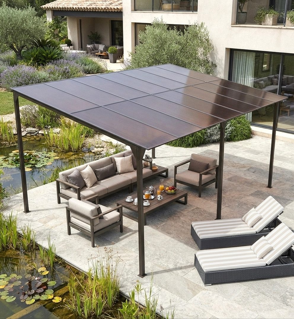 Apex Terrassendach Terrassenüberdachung Alu Dach Terrassendach 3x4,5m Stegplatten 56860, (1-St) – Bild 2 von 5