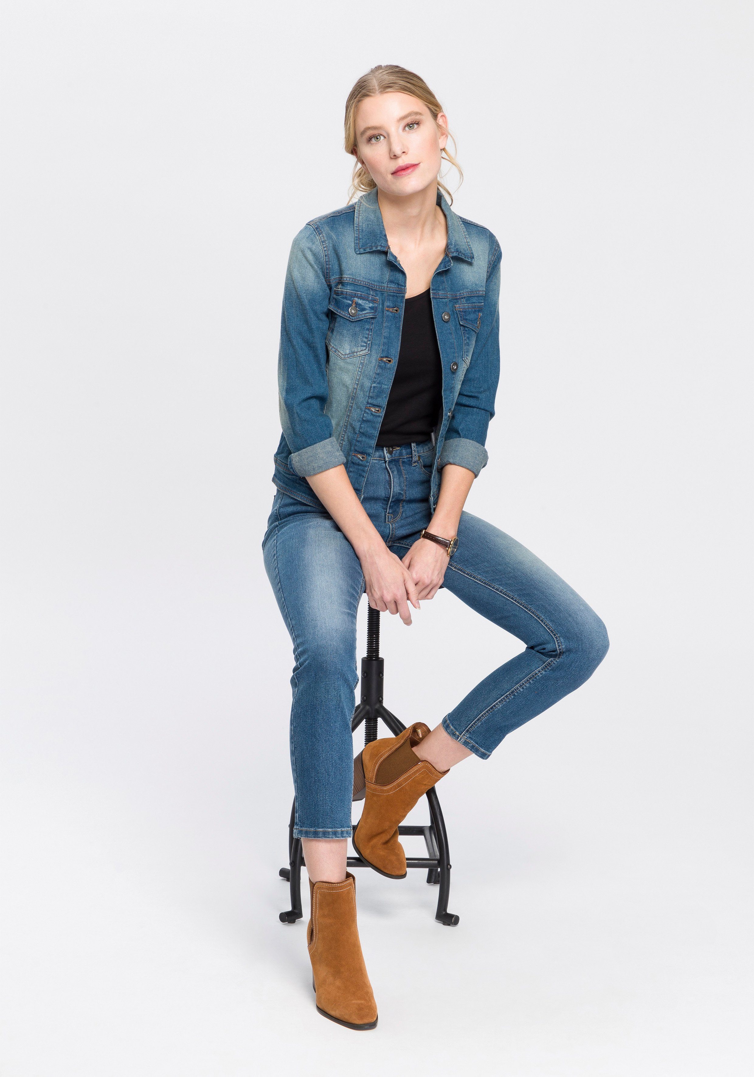 Arizona 7/8-Jeans Shaping eng anliegend, Röhrenjeans, High-Waist, 7/8-Länge