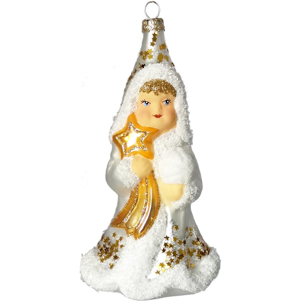 Thüringer Glasdesign Christbaumschmuck Sternenkind mit Stern von Bethlehem 14 cm (1-tlg), mundgeblasen, handbemalt