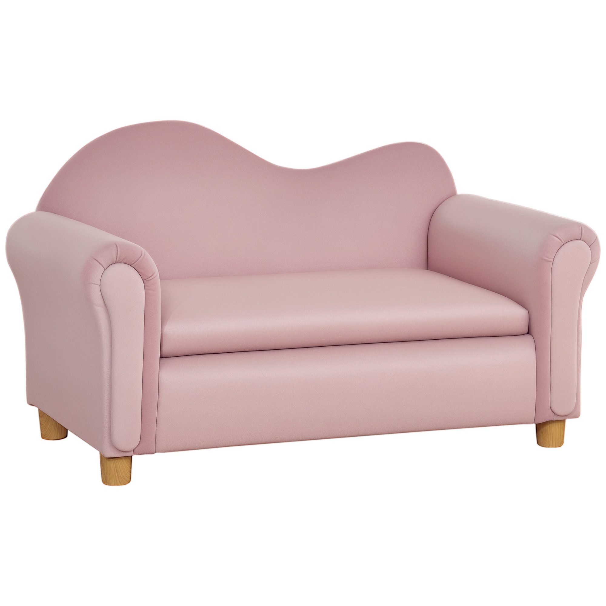 HOMCOM Sessel Liegecouch Relaxsessel Kinder Sofa für 3-5 Jahre Rosa (Kindercouch, 1-St., Kindersofa), 84L x 41.5B x 48.5H cm