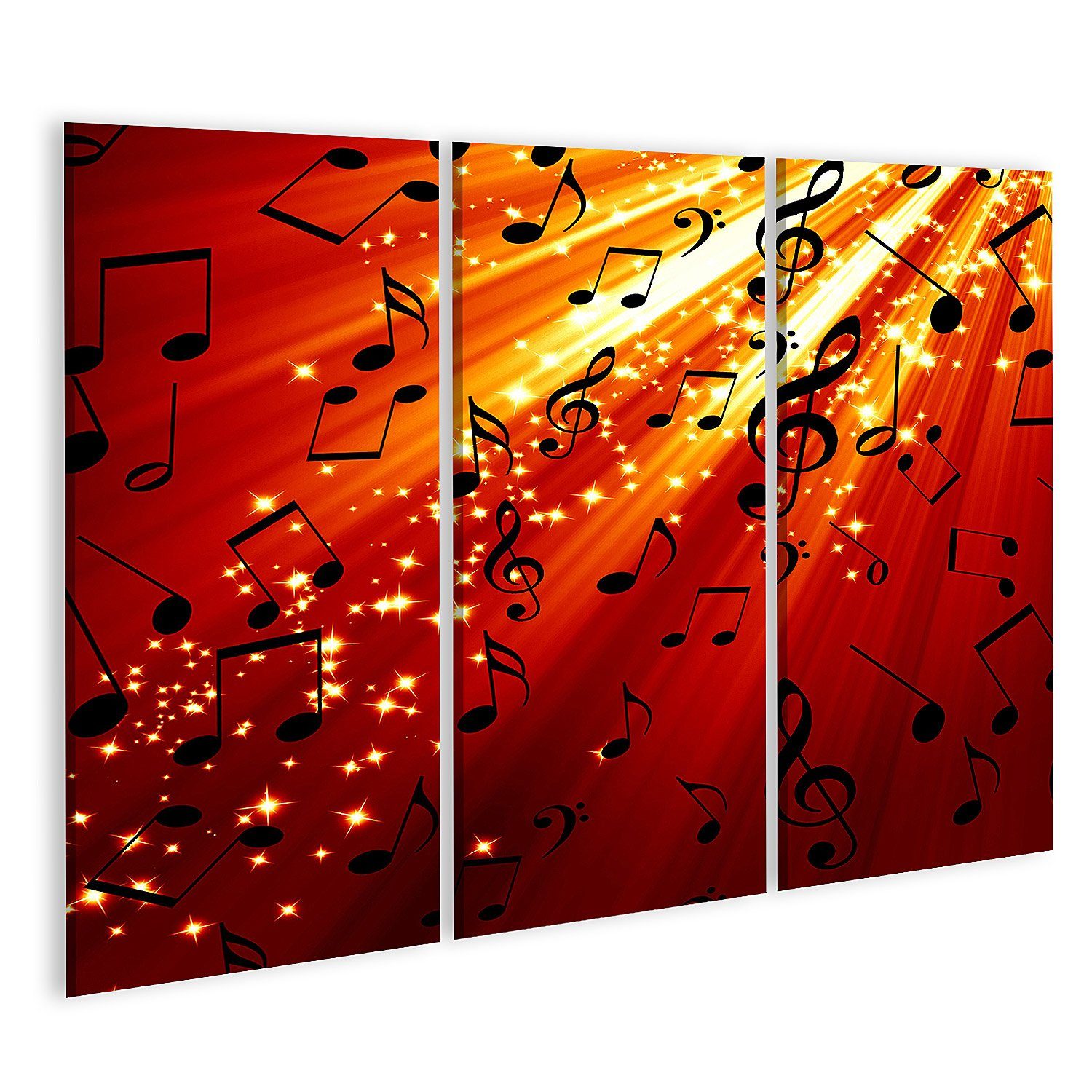 islandburner Leinwandbild Bild auf Leinwand Musiknote Auf Einem Roten Und Brennenden Hintergrund