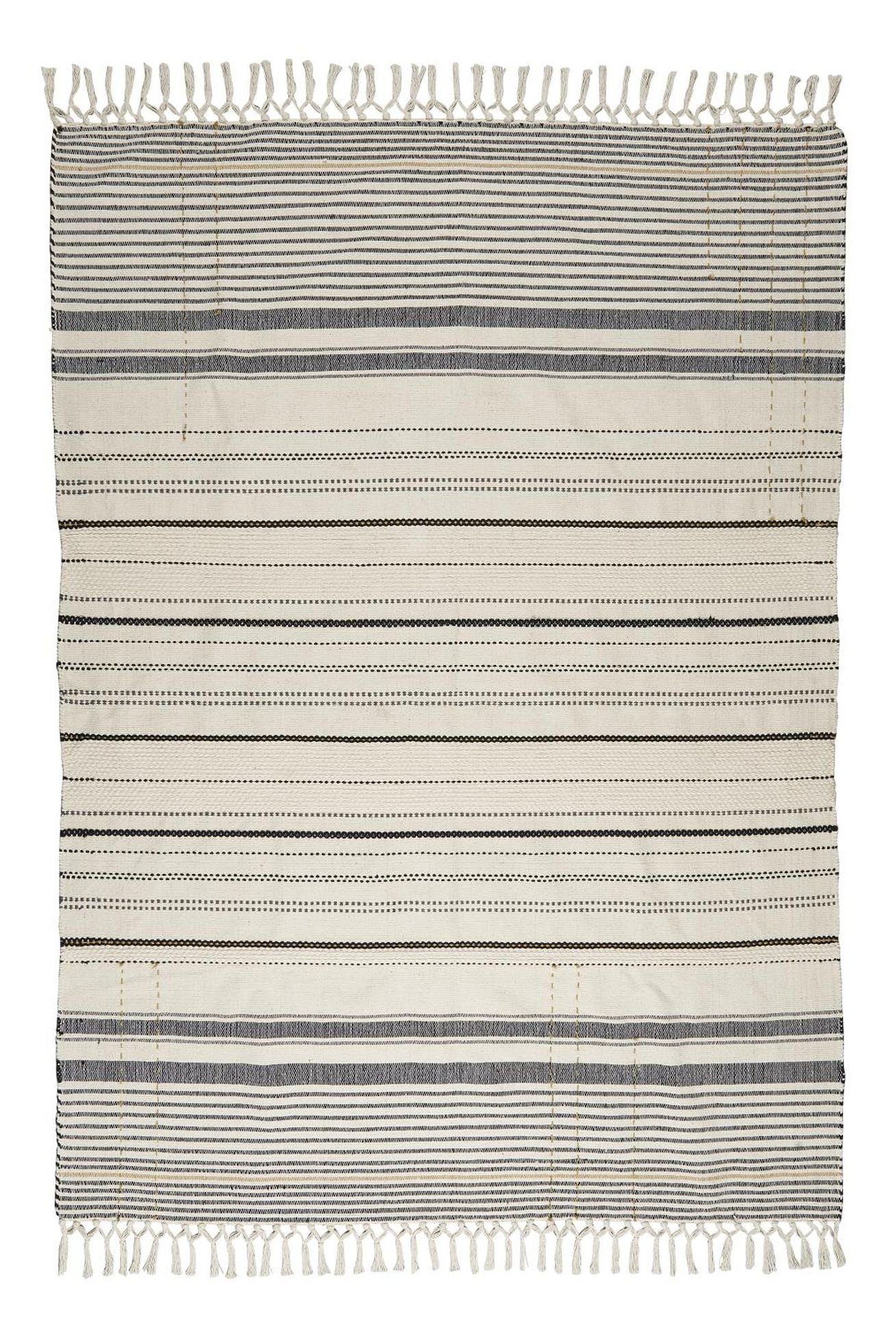 Läufer Teppich Läufer Grau Natur gestreift 120x180cm Baumwolle Ib Laursen