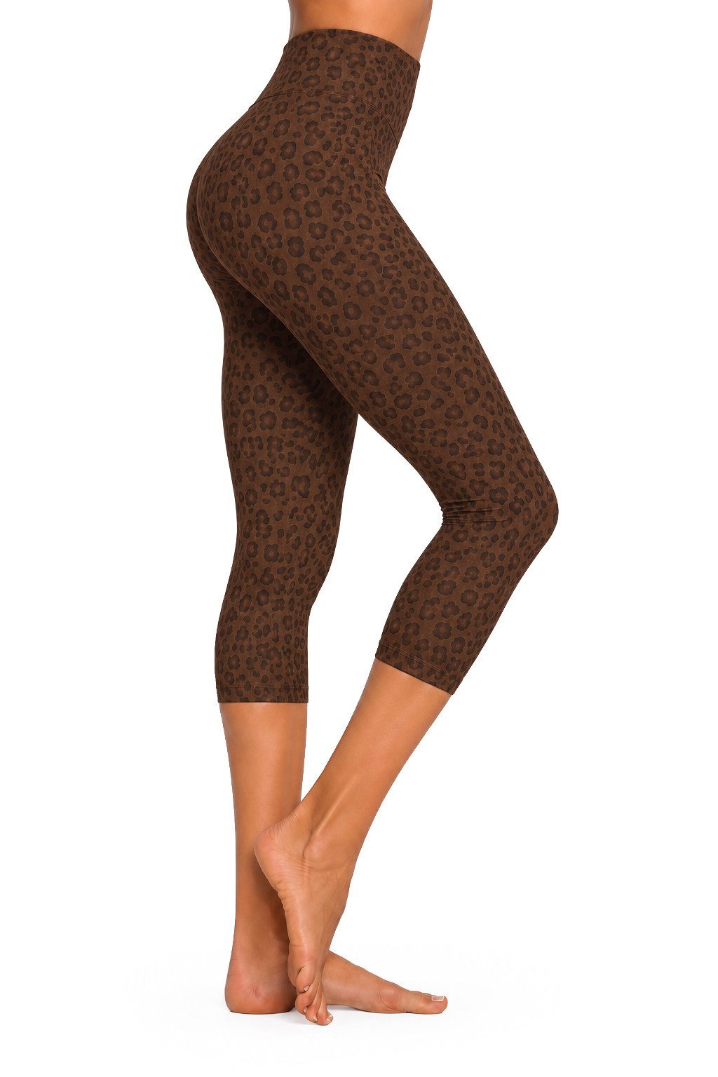 Smilodox Leggings Velvara, Capri Hose mit Leo-Muster, High Waist, für Gym & Laufen Leo-Print, 4-Wege-Stretch, blickdicht, schnelltrocknend