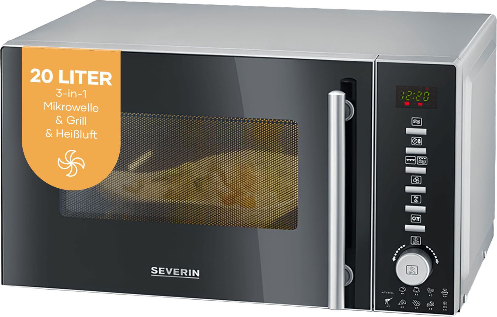 Severin Mikrowelle MW 7773 mit Grill-und Heißluftfunktion 3-in-1, Grill, Heißluft, Mikrowelle, 20 l, 10 Leistungsstufen und 9 Automatik-Kochprogramme