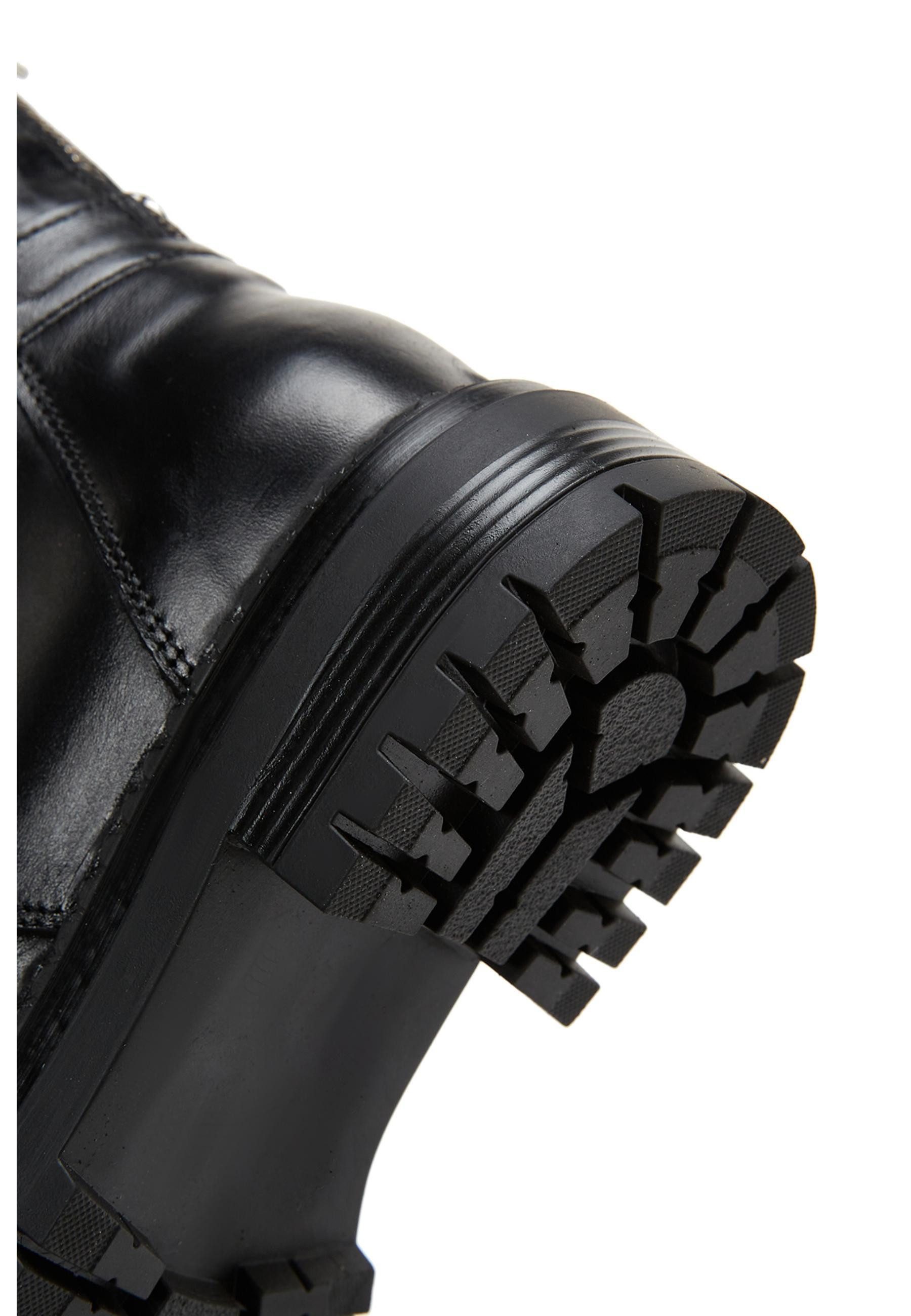 Derimod Militär Stiefeletten aus Leder Ankleboots Schnürsenkel, Lederfutter, TPU Sohle, Absatz 3 cm