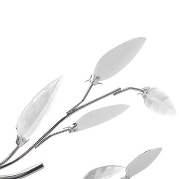 vidaXL Deckenleuchten Deckenlampe transparente weiße Blätterranken mit Acryl-Blättern 5x E14
