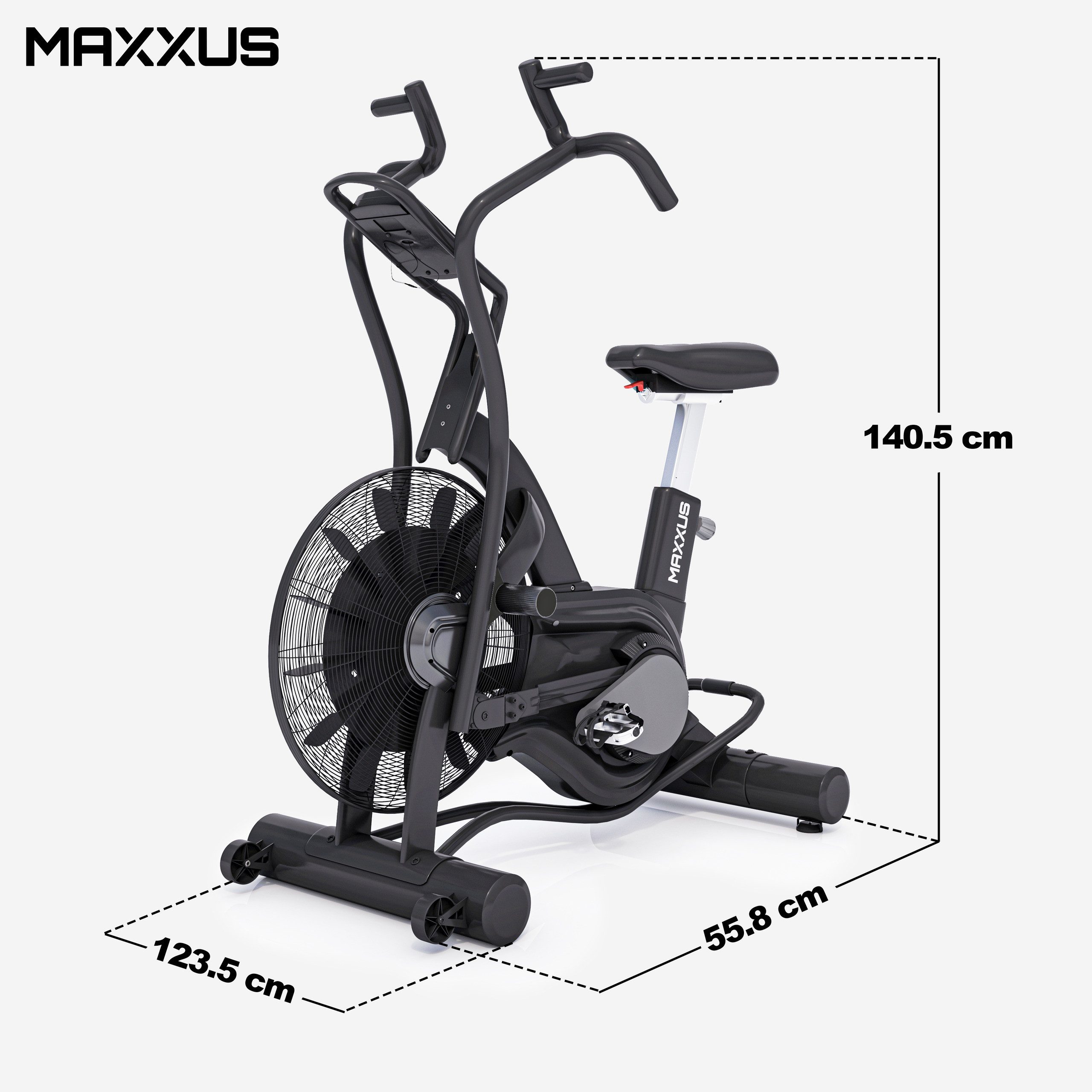 MAXXUS Heimtrainer Air Bike 90 PRO - LCD-Bildschirm, Ergonomisch,Bequem (1-tlg)