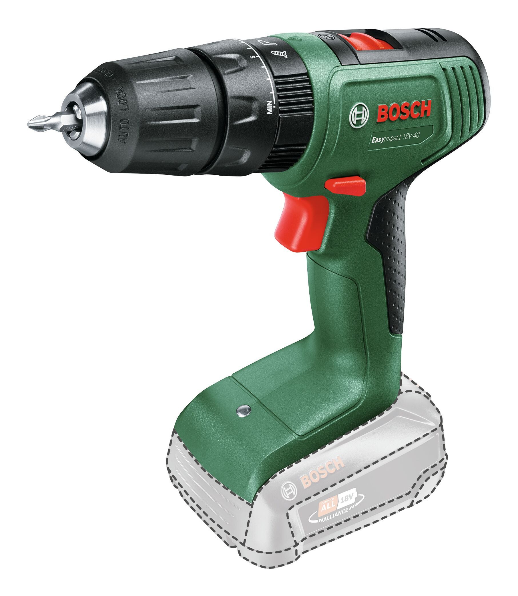 BOSCH Akku-Schlagbohrschrauber EasyImpact 18V-40, 18 V, Schlagbohrmaschine mit 1x Akku 2 Ah - im Tragekoffer