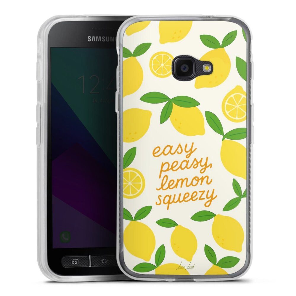 DeinDesign Handyhülle Zitrone Spruch Statement Easy Peasy Lemon Queezy, Samsung Galaxy Xcover 4s Silikon Hülle Bumper Case Handy Schutzhülle