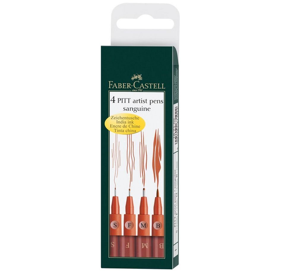 Faber-Castell Fineliner 4 Pitt Artist Pens Farbe 188 rötel, Zeichentusche-Stifte