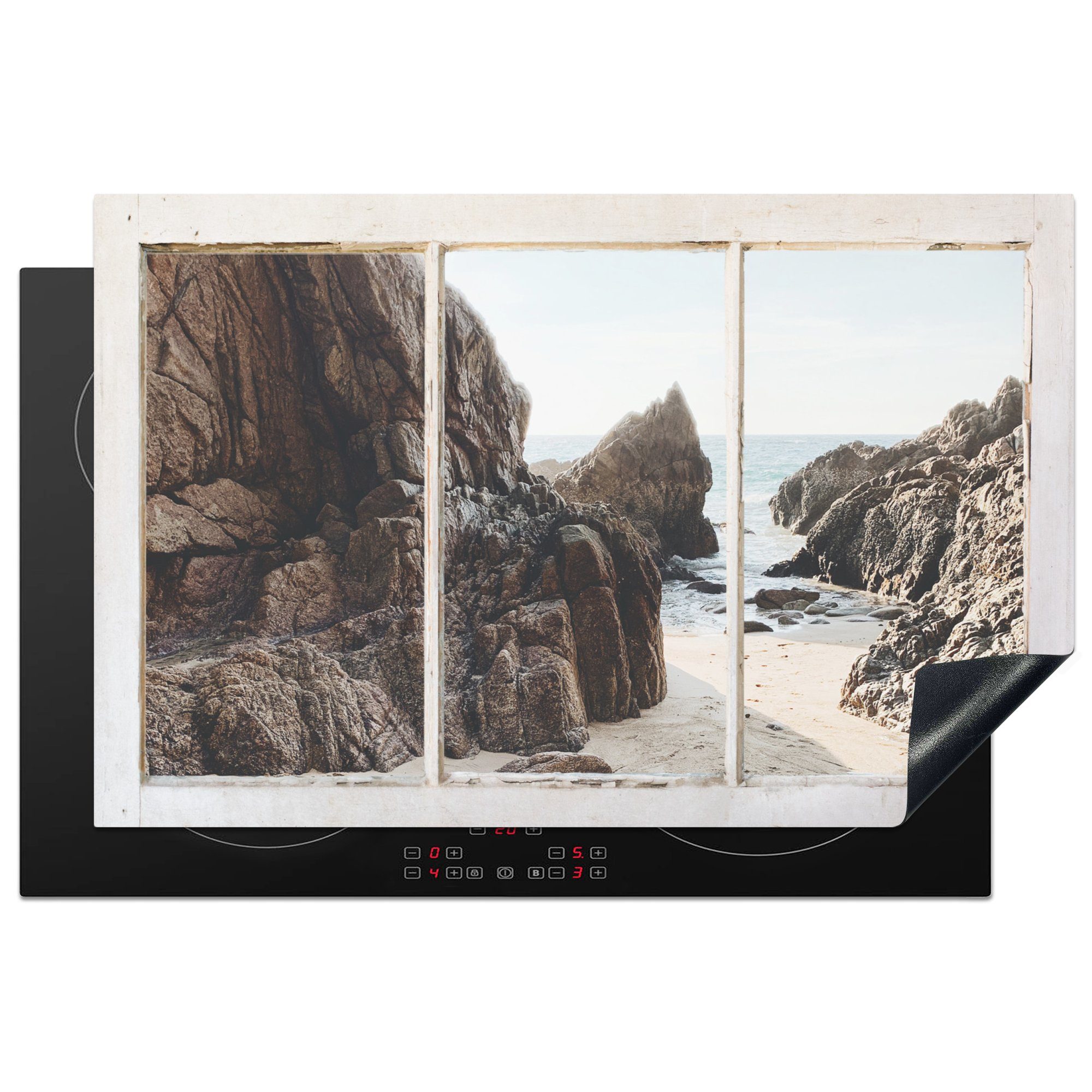 MuchoWow Herdblende-/Abdeckplatte Aussicht - Strand - Meer, Vinyl, (1 tlg), 81x52 cm, Induktionskochfeld Schutz für die küche, Ceranfeldabdeckung