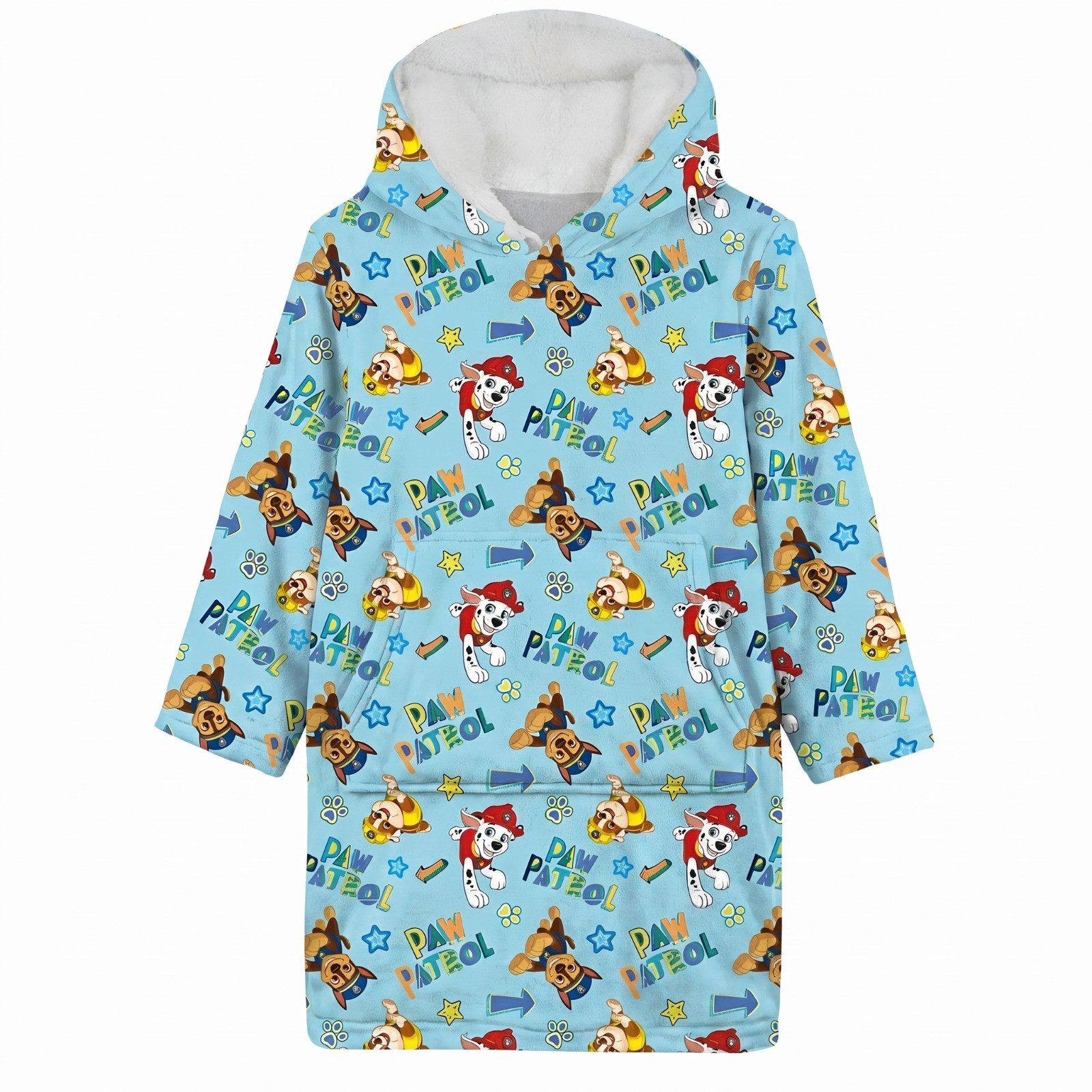 PAW PATROL Sweatponcho Paw Patrol Chase Kuschelponcho Kuscheldecke mit Ärmeln Kapuze Tasche (1-tlg)