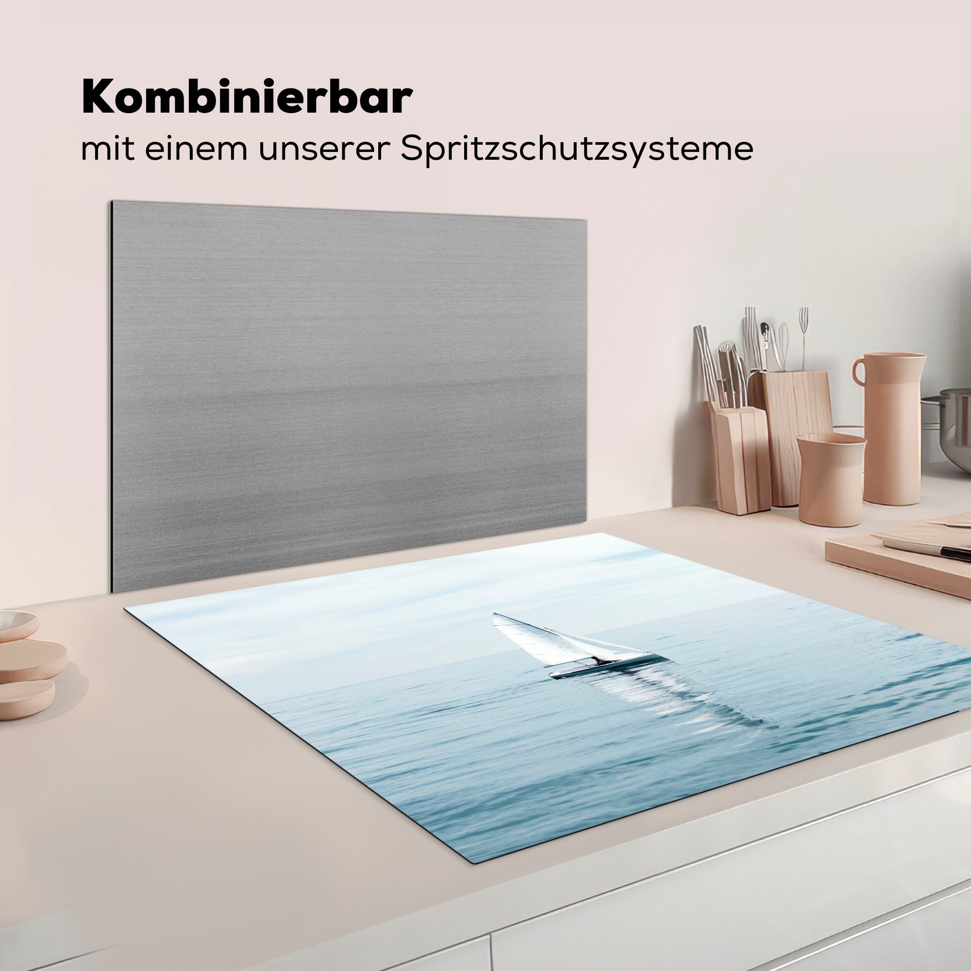 - cm, Vinyl, Segelboot Ceranfeldabdeckung, Wasser, Herdblende-/Abdeckplatte für MuchoWow 78x78 - küche Arbeitsplatte Blau (1 tlg),