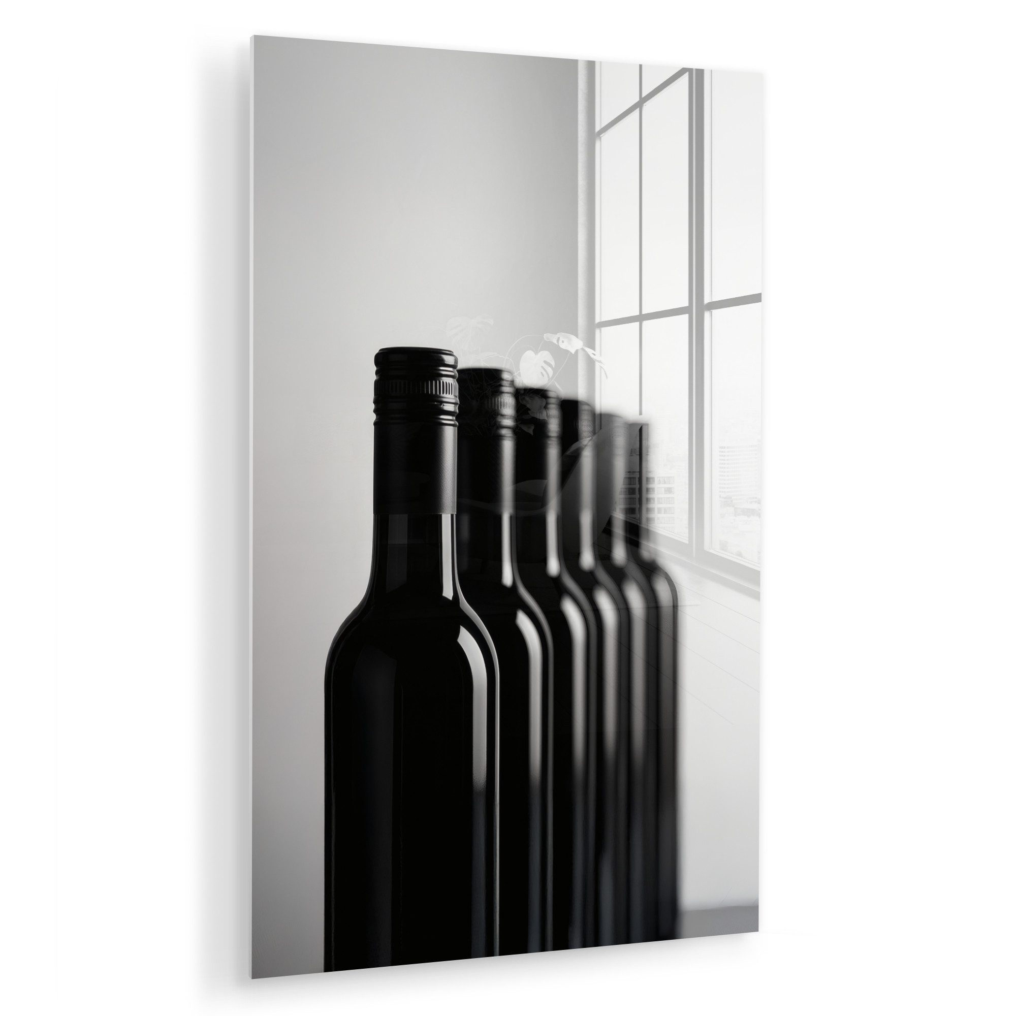 MuchoWow Acrylglasbild Weinflaschen - Schwarz - Minimalistisch, Inkl. Aufhä günstig online kaufen
