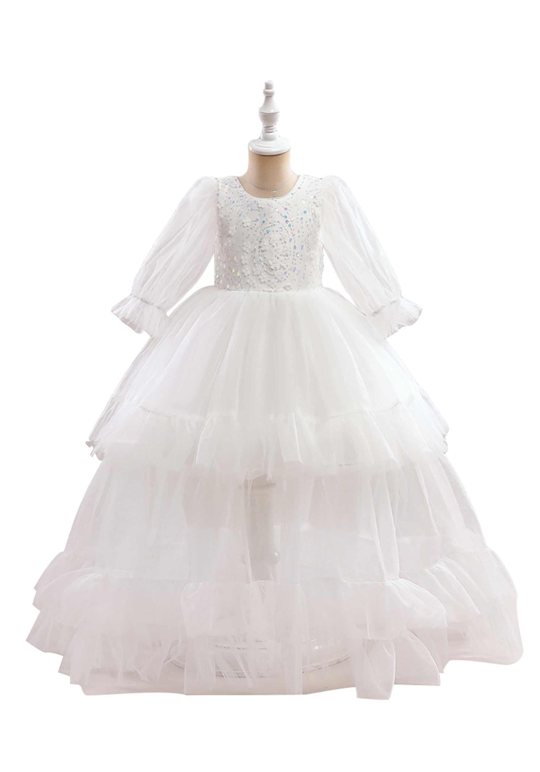 Daisred Abendkleid Erstkommunionkleid Weiß Rosa Prinzessinnenkleider Ballkleid