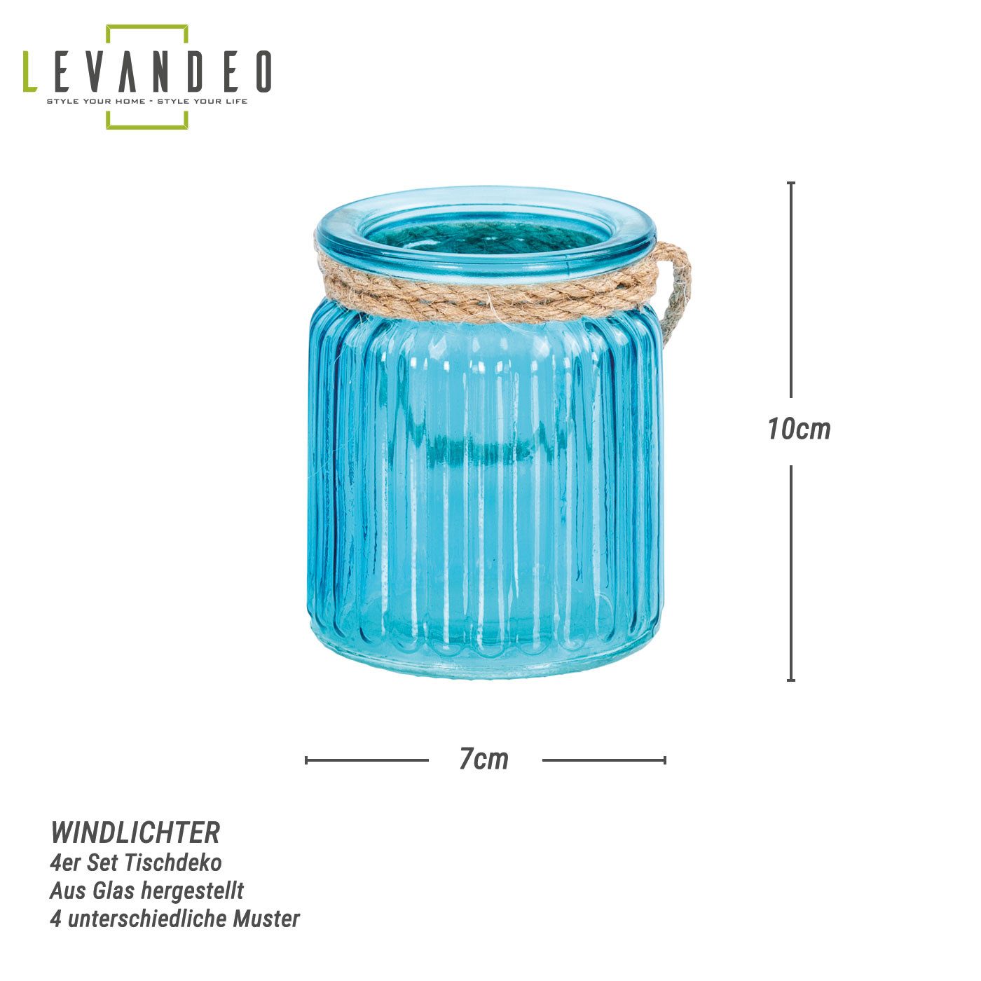 Levandeo® Teelichthalter, 4er Set Teelichthalter Glas günstig online kaufen