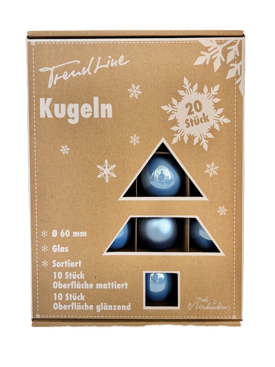 Trend Line Weihnachtsbaumkugel TrendLine Weihnachtskugeln aus Glas Ø 6 cm sky