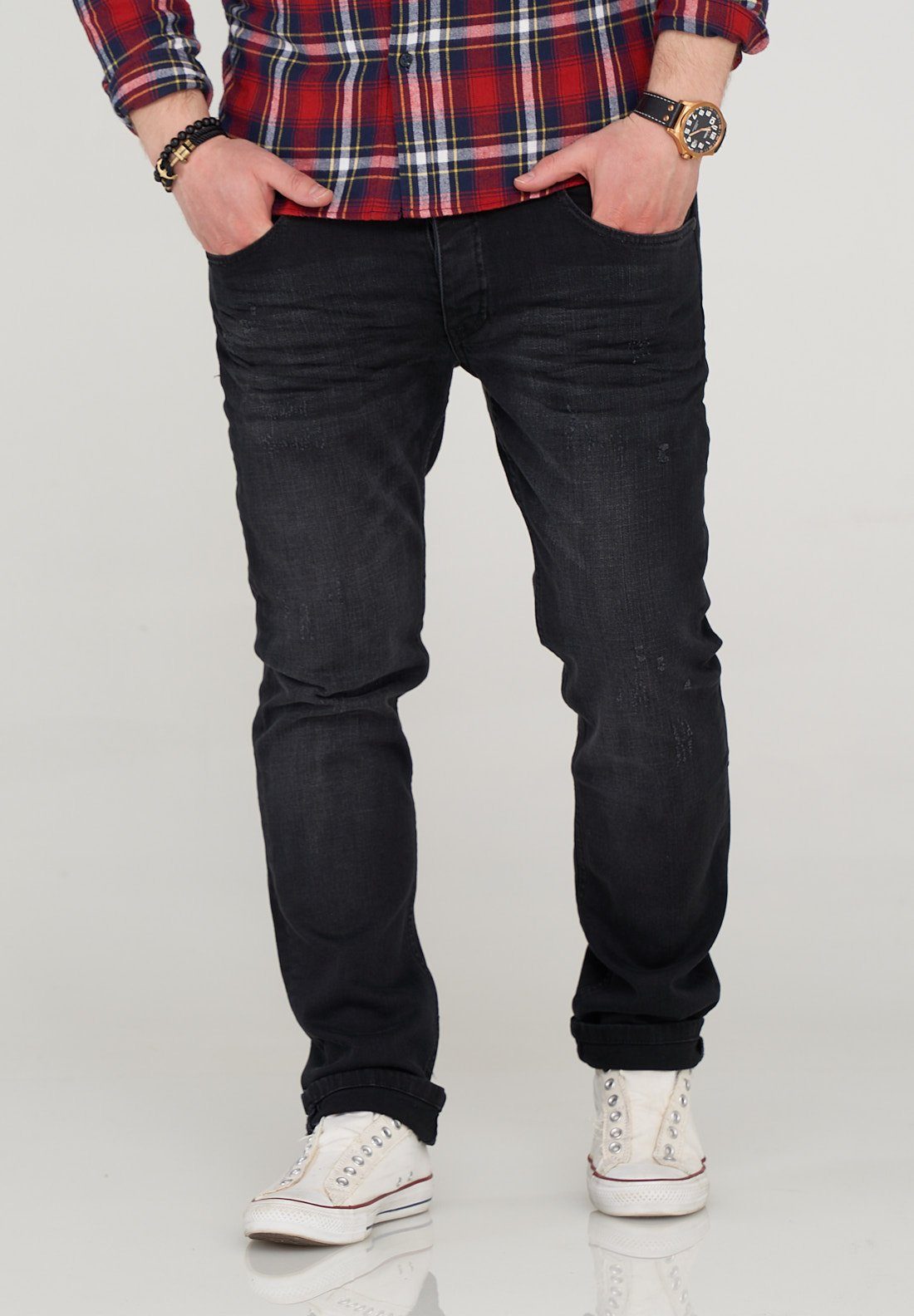 SOULSTAR Slim-fit-Jeans MONACO mit dezenter Waschung schwarz