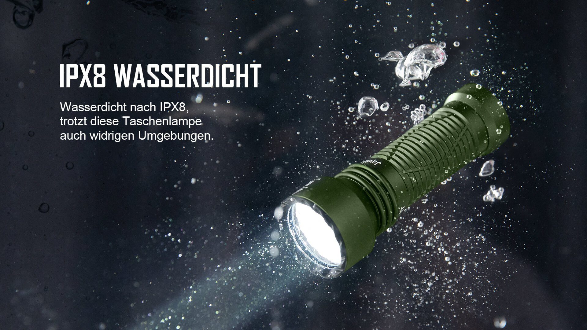 OLIGHT LED Taschenlampe Javelot Mini OD taktische IPX8 Notfall, Lichtquelle, einer zoombare Patrouille, LED Grün Camping runden für mit Taschenlampe wiederaufbare Handlampe
