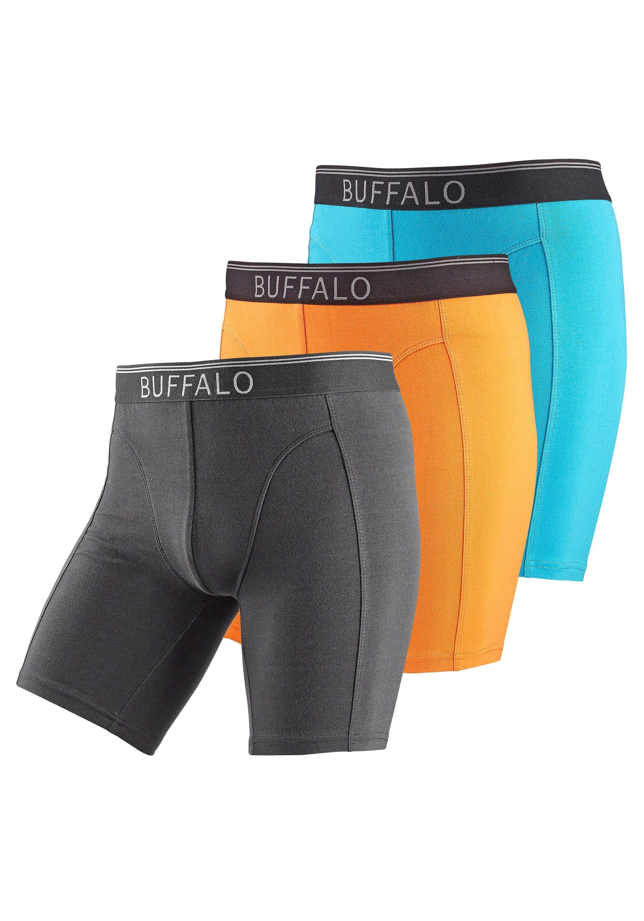 Boxer Buffalo 3-St) schwarz (Packung, Sport ideal orange, auch in für türkis, und langer Form Trekking