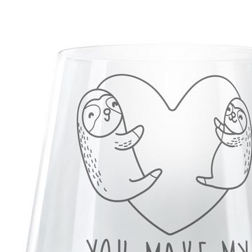 Mr. & Mrs. Panda Windlicht Faultiere Herz - Transparent - Geschenk, für Männer, Jahrestag, Ehefr (1 St), Magische Gravurmotive