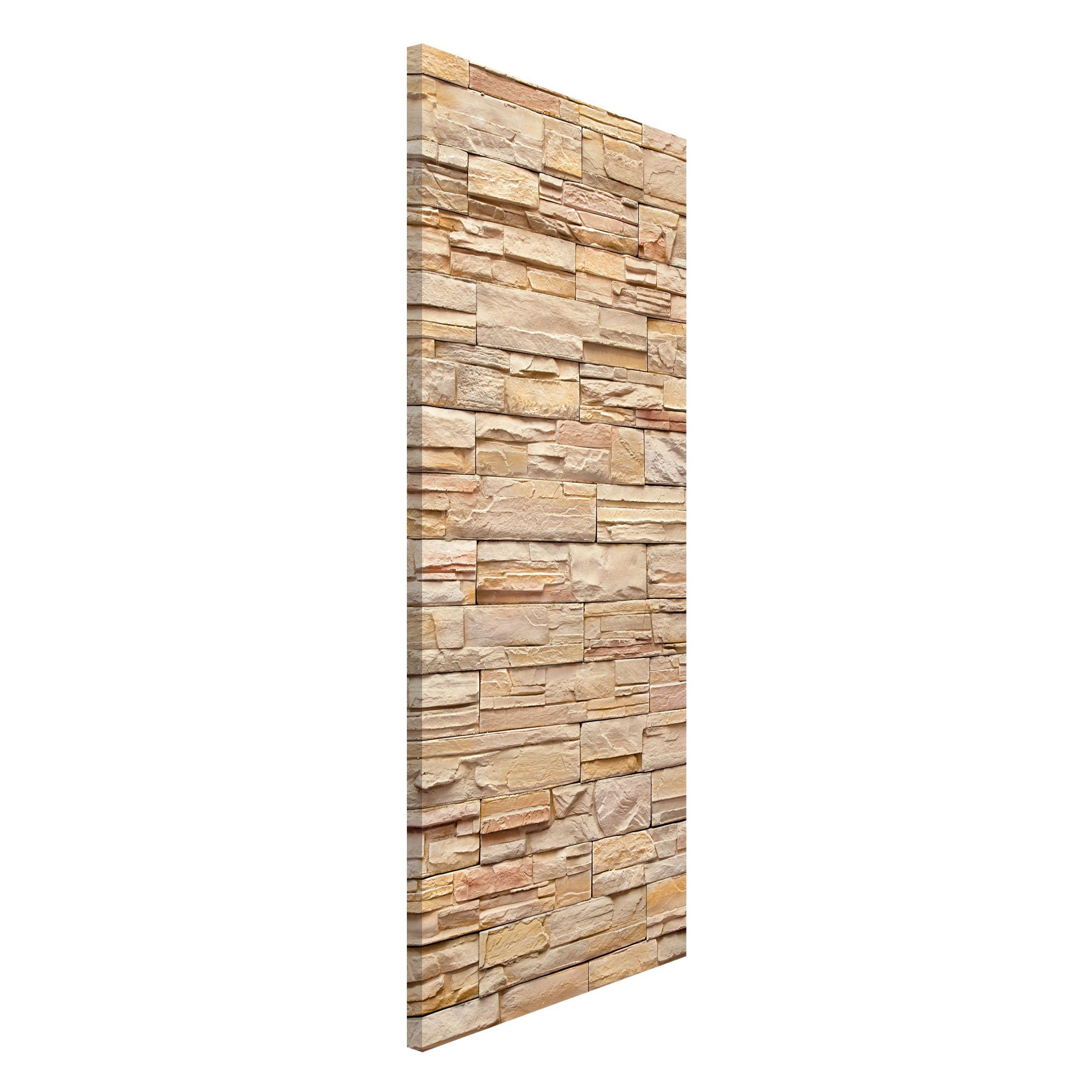 Bilderdepot24 Magnettafel Küche deko Große helle Steinmauer, (1-tlg., Magnetboard Pinnwand für die Wand - metallische Tafel für Magnete), Magnetwand groß mit Motiv Büro Memoboard magnetisch Querformat