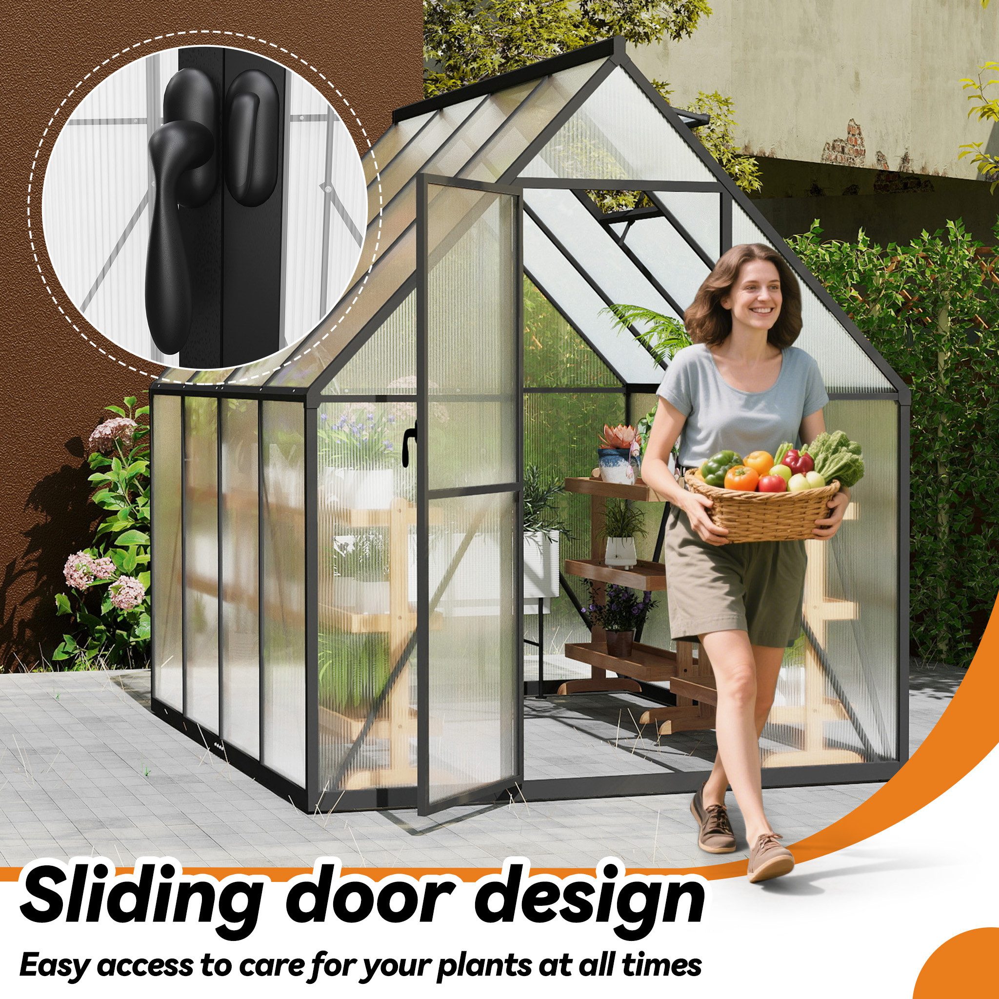 FIVMEN Gewächshaus ALU mit Fundament rostfrei BxTxH: 180 x 230 x 195 cm, Premium Gartengewächshäuser Aluminium mit 6 cm Fundament – Bild 5 von 5