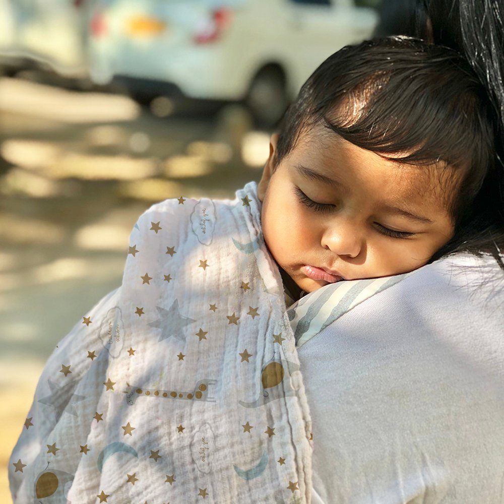 Mama Poppins Germany Stoffwindeln Babytuch mit süßen Schriftzügen aus 100% Bio-Baumwolle, Designed in Germany