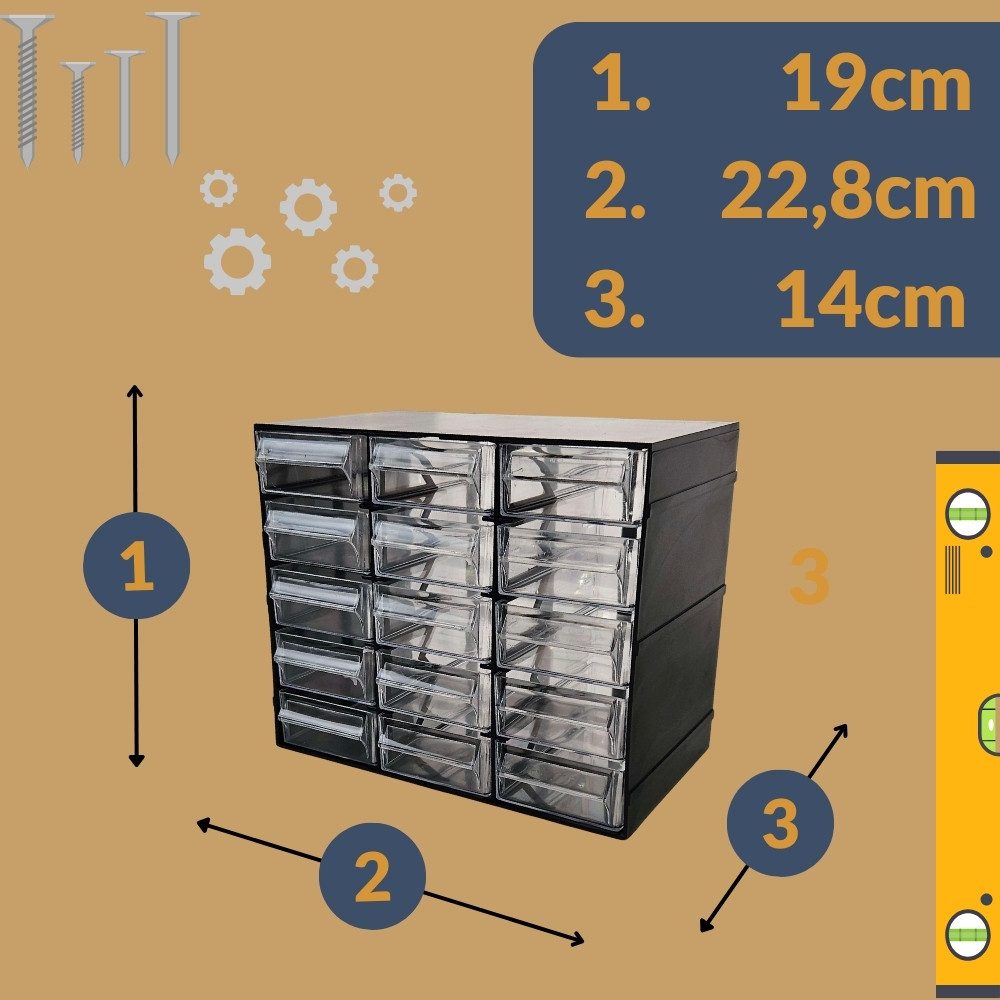 GarPet Sortimentskasten 2er Set Sortimentskasten 15 Fach Sortier Box Kleinteile Organizer