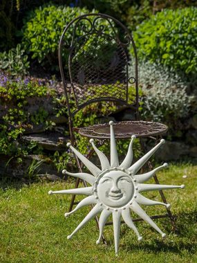 Aubaho Gartenfigur Wanddekoration Sonne 60cm Metall Garten Terrasse creme weiss antik Sti