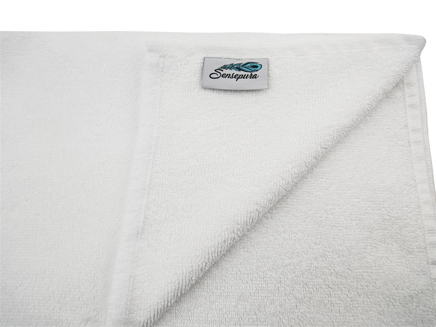 Baumwolle, Handtuch Polyester, (1-St), Polyester Sensepura Frottee-Qualität Handtuch Baumwolle 50x100 weiß, cm weiche