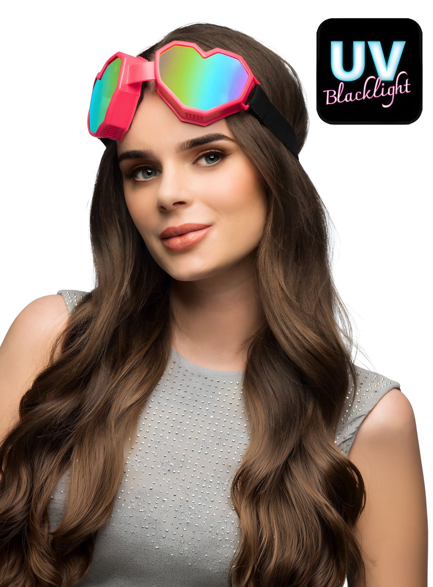 Boland Kostüm Festival Love Skibrille pink, Du wolltest die Welt doch schon immer mal durch die rosarote Brille se