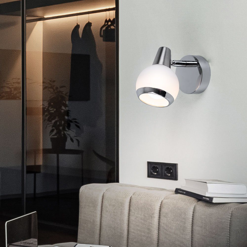 GLOBO LIGHTING LED Wandleuchte, Leuchtmittel inklusive, Warmweiß, Wandleuchte Wandlampe Schlafzimmerlampe LED Glas chrom