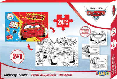 Diakakis Steckpuzzle »2in1 Malpuzzle Cars 24-tlg. mit Ausmalbilder 41x28«, Puzzleteile